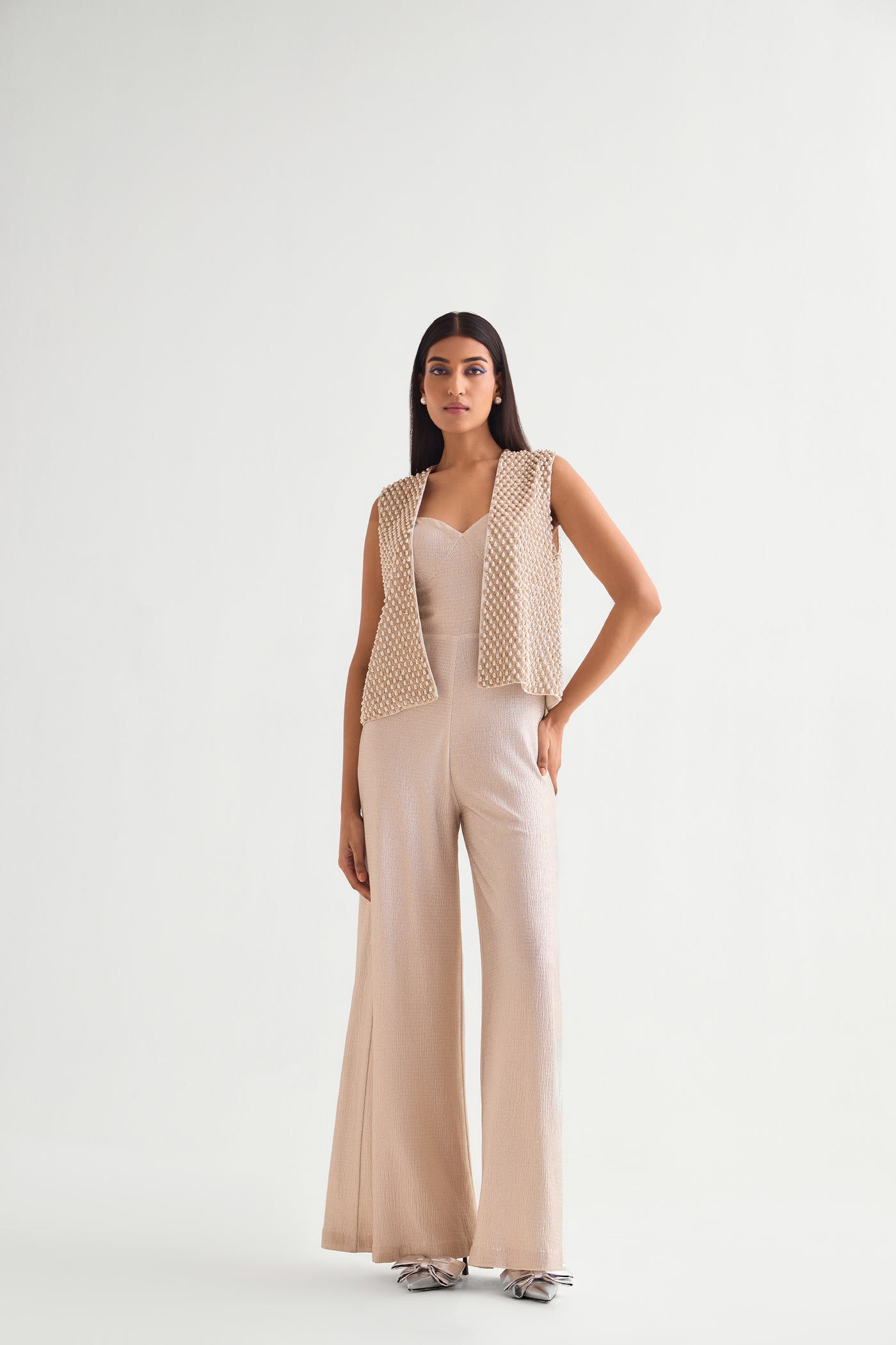 Namrata Joshipura Pearl Drops Jacket With Jumpsuit Set indian designer wear online shopping melange singapore