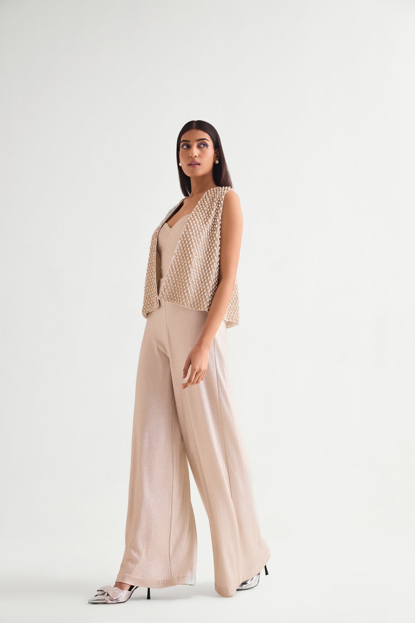 Namrata Joshipura Pearl Drops Jacket With Jumpsuit Set indian designer wear online shopping melange singapore