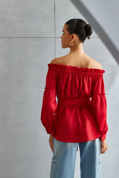 Namrata Joshipura Riverleaf Off Shoulder Top Indian designer wear online shopping melange singapore