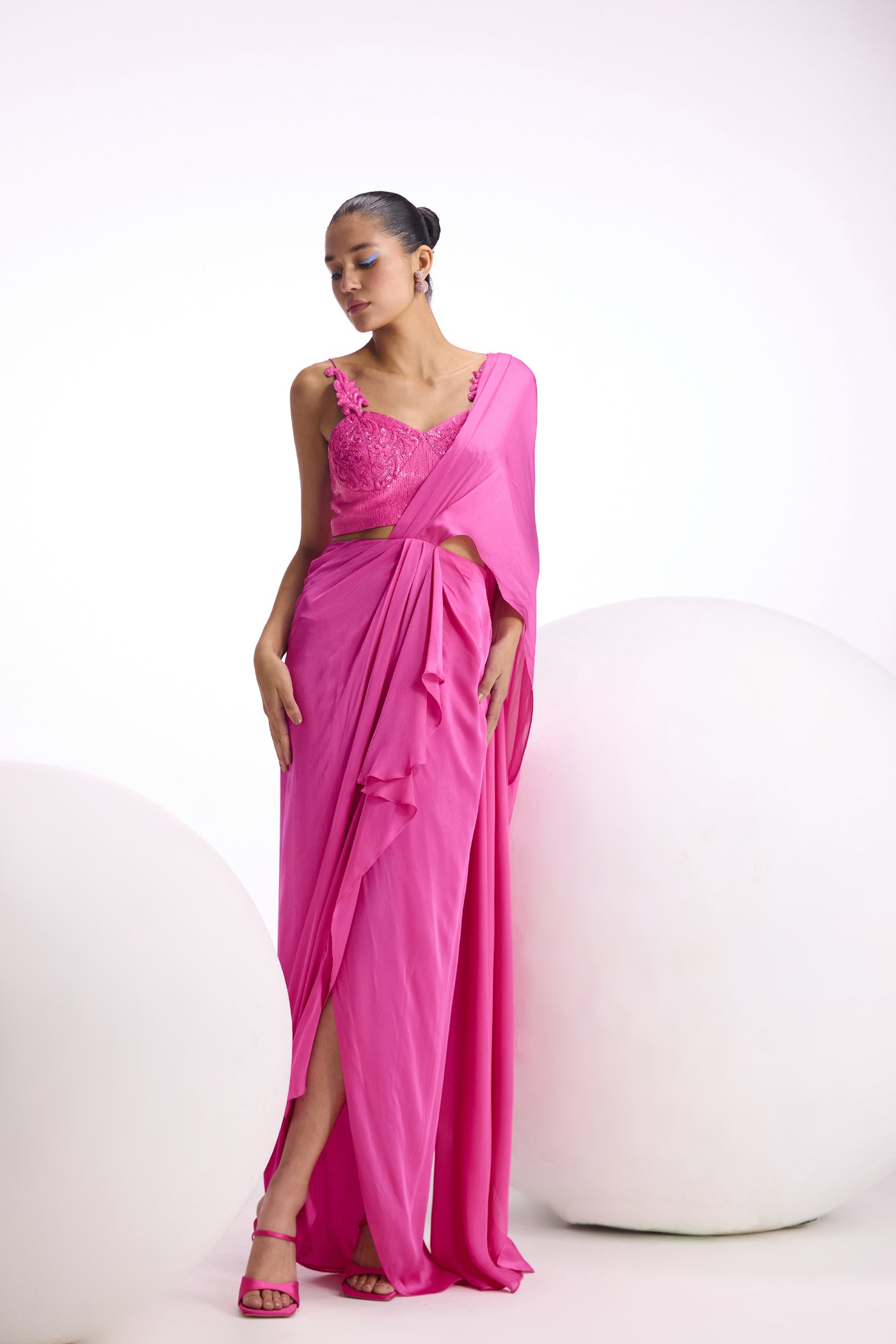 Namrata Joshipura Rosa Baroque Drape Saree indian designer wear online shopping melange singapore