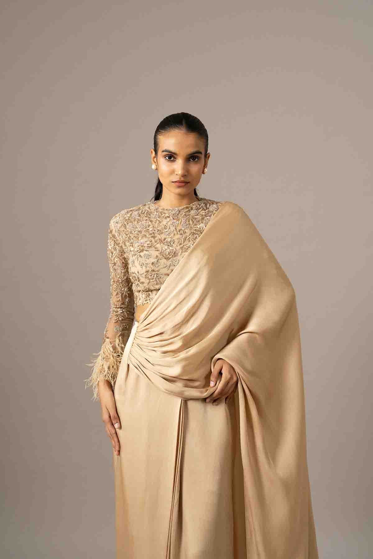 Namrata Joshipura Rose Garden Draped Saree indian designer wear online shopping melange singapore 