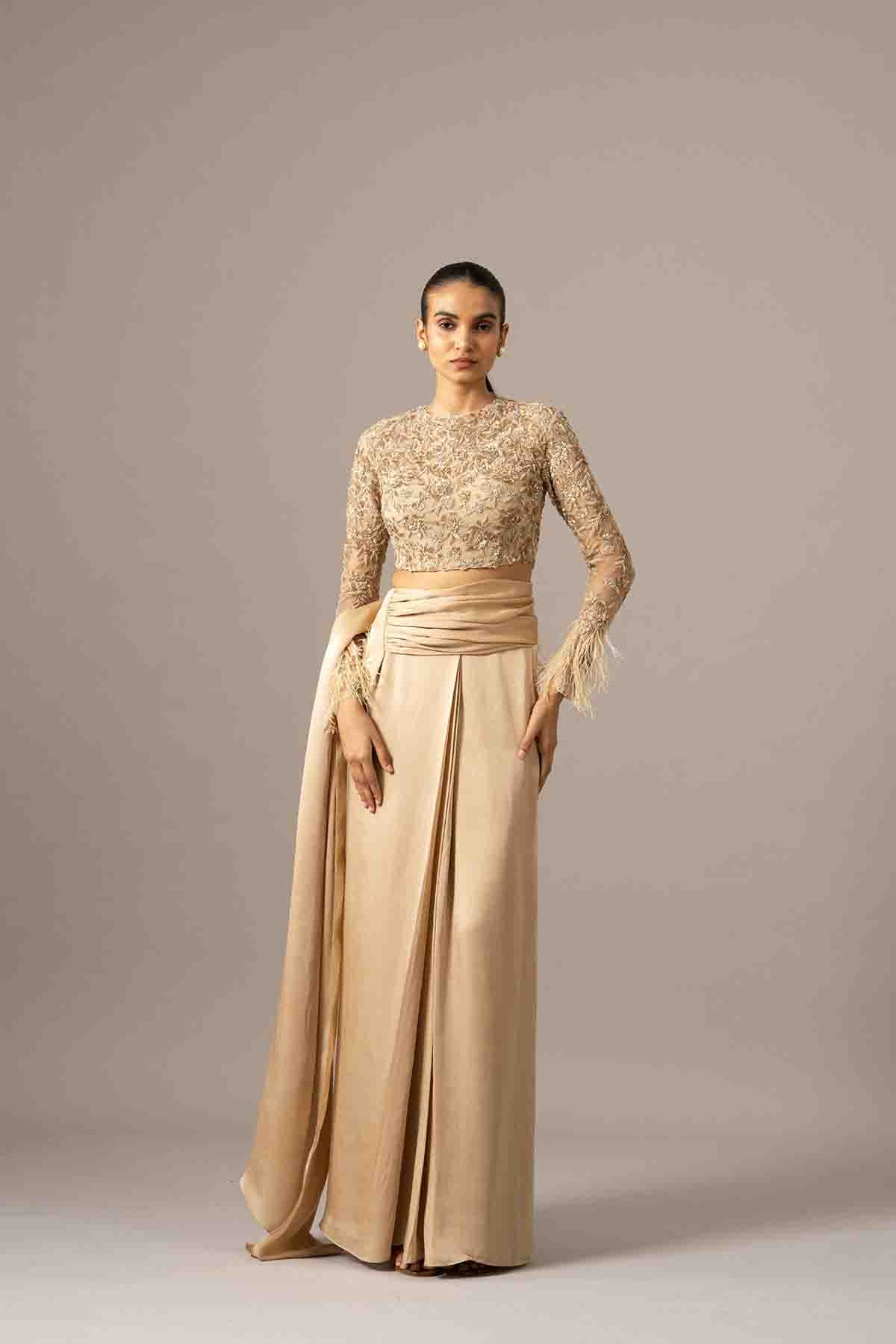 Namrata Joshipura Rose Garden Draped Saree indian designer wear online shopping melange singapore 