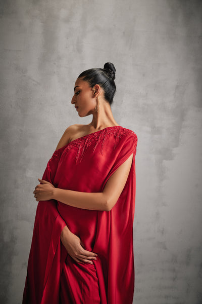 Namrata Joshipura Rosette Siren Cape With Draped Skirt indian designer wear online shopping melange singapore