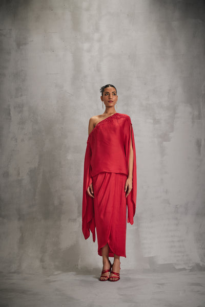 Namrata Joshipura Rosette Siren Cape With Draped Skirt indian designer wear online shopping melange singapore