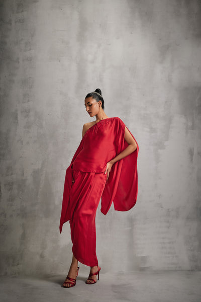 Namrata Joshipura Rosette Siren Cape With Draped Skirt indian designer wear online shopping melange singapore