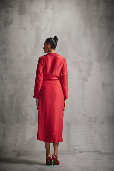 Namrata Joshipura Rosettes Midi Crossover Dress indian designer wear online shopping melange singapore