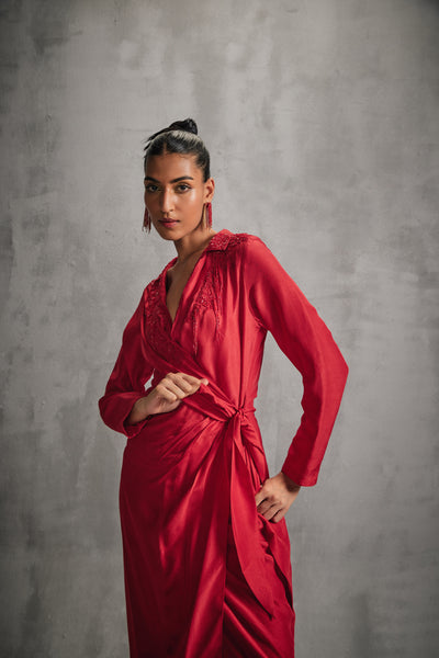 Namrata Joshipura Rosettes Midi Crossover Dress indian designer wear online shopping melange singapore