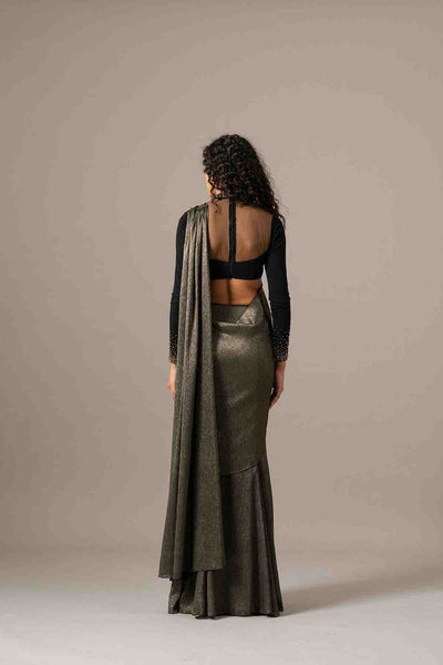 Namrata Joshipura Star Boy Crusted Blouse With Slit Saree indian designer wear online shopping melange singapore 