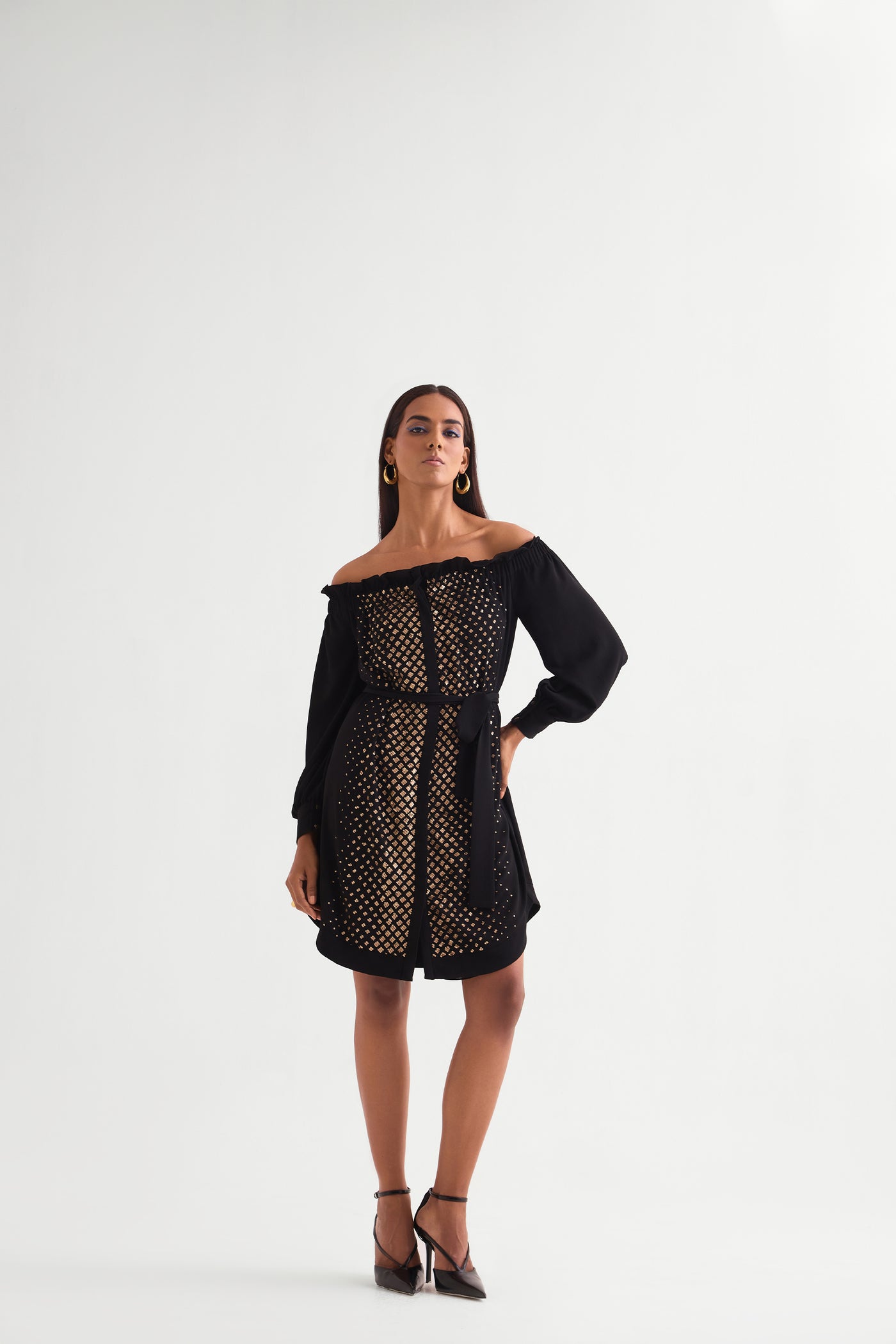 Namrata Joshipura Star Gaze Off Shoulder Short Dress indian designer wear online shopping melange singapore