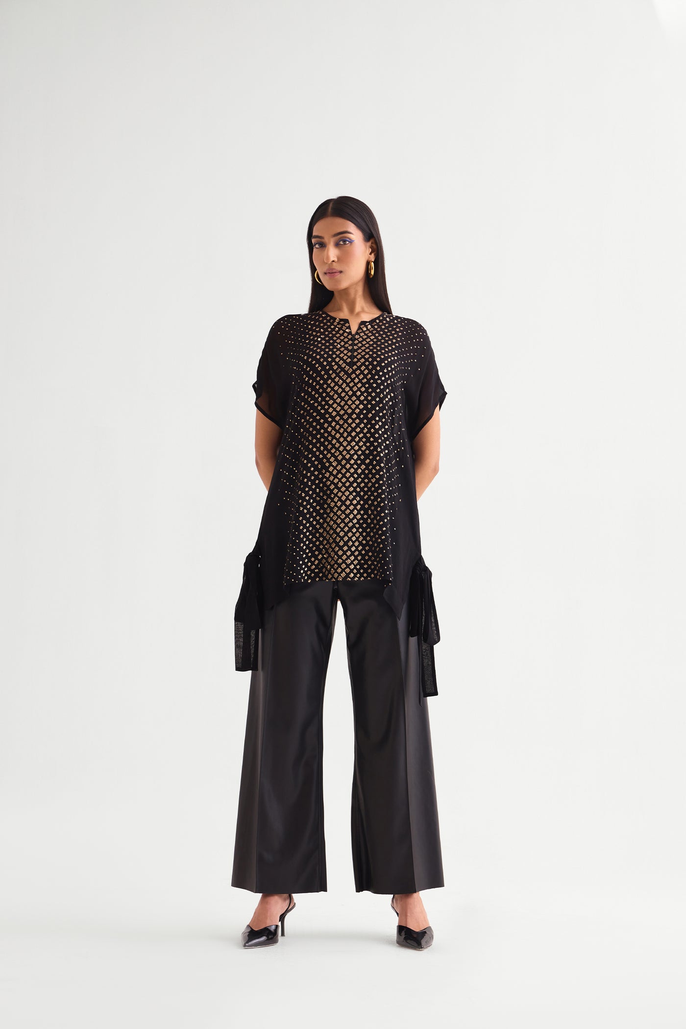 Namrata Joshipura Star Glaze Boxy Tunic With Side Tie indian designer wear online shopping melange singapore