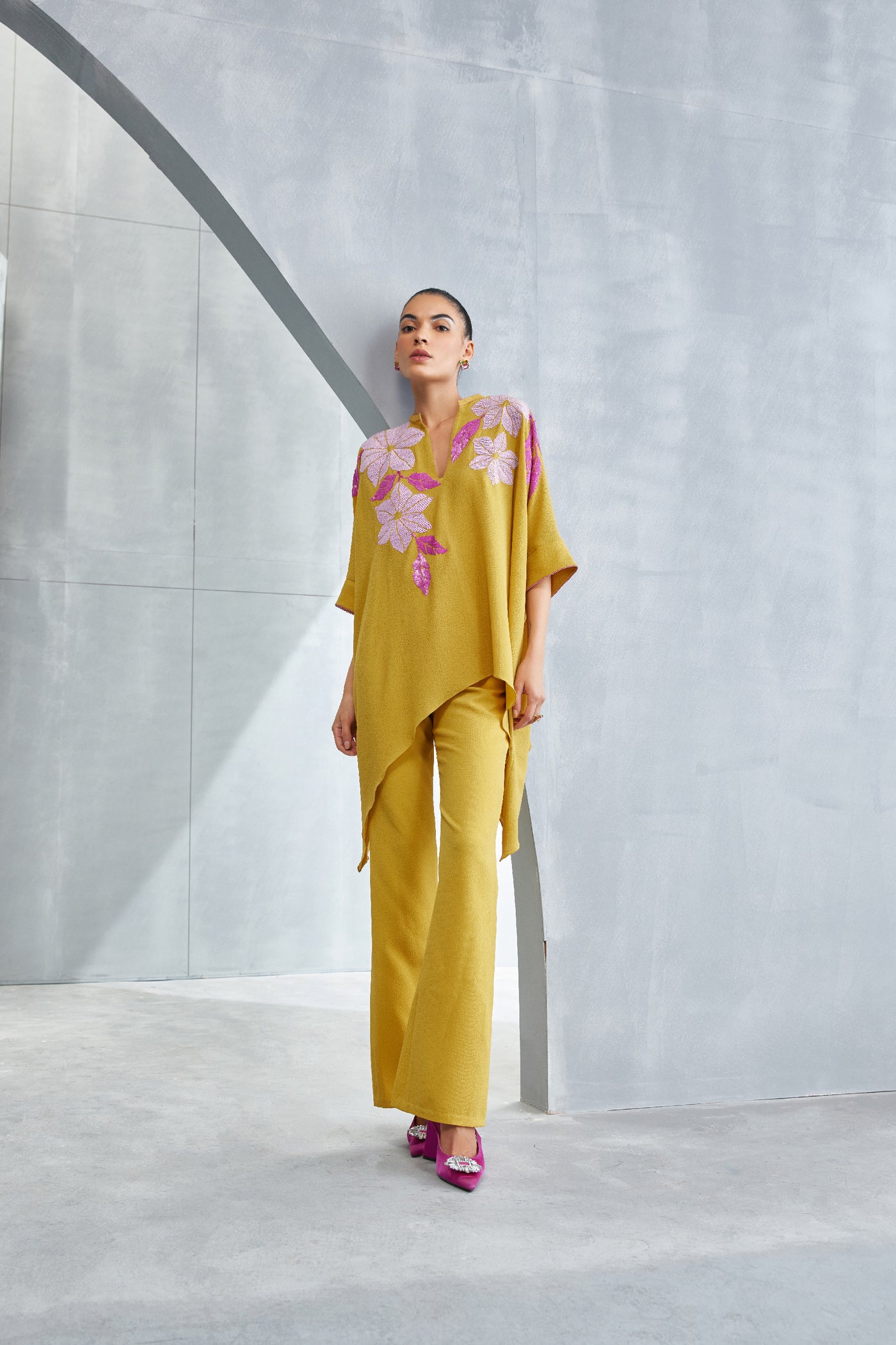 Namrata Joshipura Wild Violet Handkerchief Hem Tunic Indian designer wear online shopping melange singapore