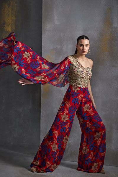 Namrata Joshipura Willow One Off Shoulder Jumpsuit Indian designer wear online shopping melange singapore