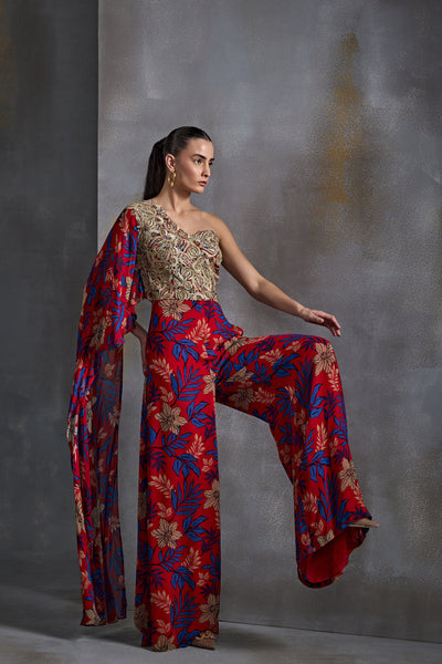 Namrata Joshipura Willow One Off Shoulder Jumpsuit Indian designer wear online shopping melange singapore