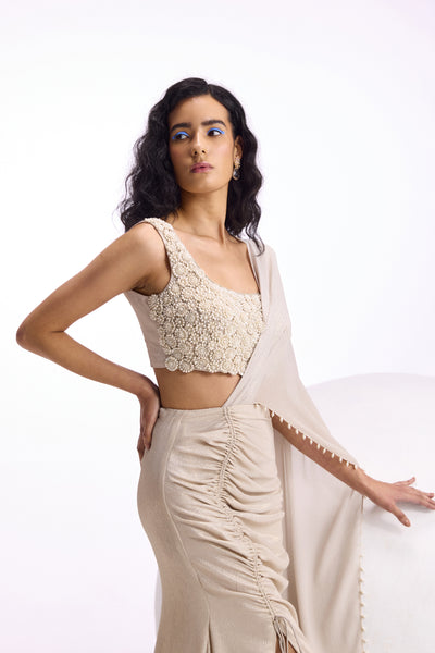 Namrata Joshipura Zenobia Shimmer Drape Saree indian designer wear online shopping melange singapore