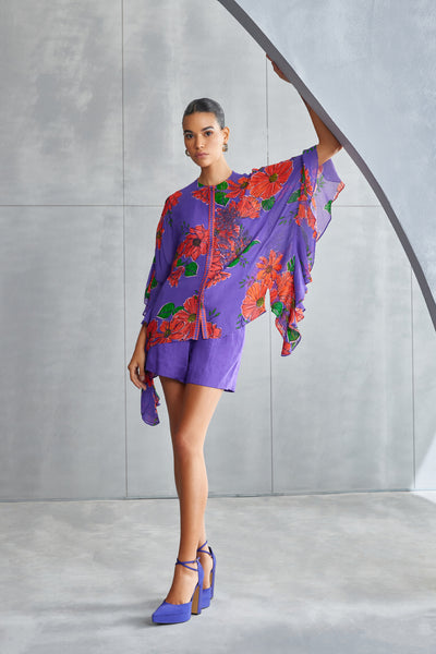 Namrata Joshipura Zinnia Frill Sleeve Top Indian designer wear online shopping melange singapore