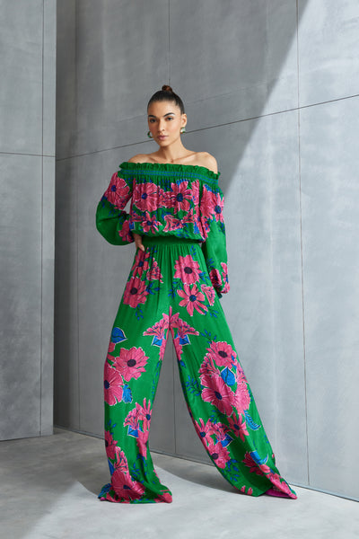 Namrata Joshipura Zinnia Off Shoulder Jumpsuit Indian designer wear online shopping melange singapore