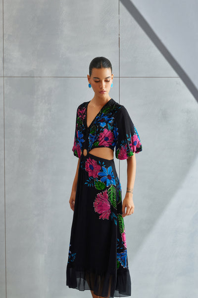 Namrata Joshipura Zinnia Waist Cut Out Dress Indian designer wear online shopping melange singapore
