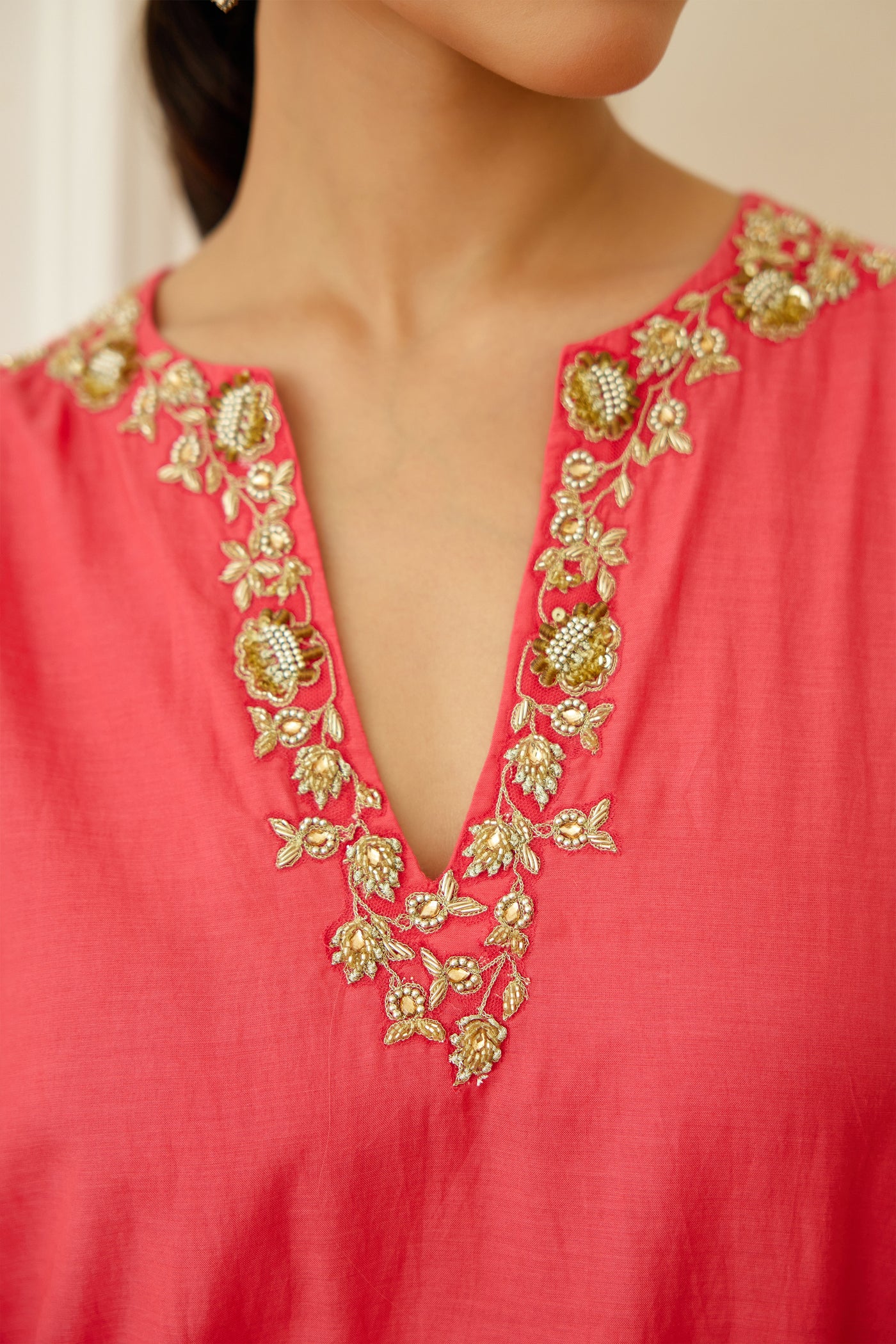 Nikasha Coral Embroidered Kurta Set Indian designer wear online shopping melange singapore