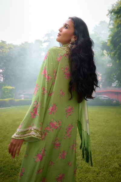 Nikasha Dilkush Green Kurta Sharara Set indian designer wear online shopping melange singapore 