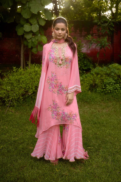 Nikasha Dilkush Pink Kurta Sharara Set indian designer wear online shopping melange singapore 