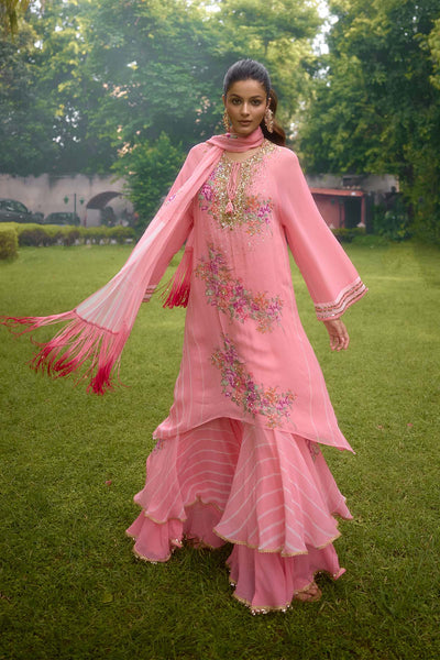 Nikasha Dilkush Pink Kurta Sharara Set indian designer wear online shopping melange singapore 