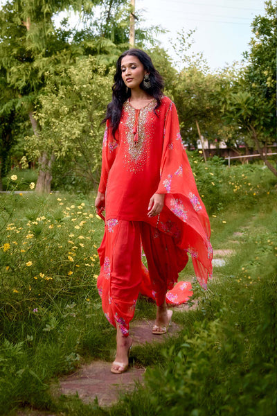 Nikasha Dilruba Coral Kurta indian designer wear online shopping melange singapore 