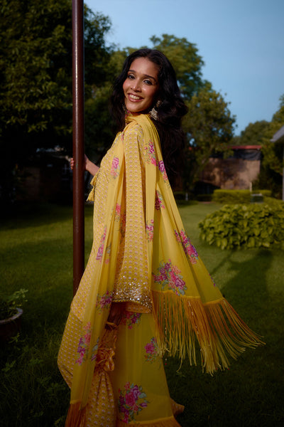 Nikasha Dilruba Yellow Kurta indian designer wear online shopping melange singapore 

