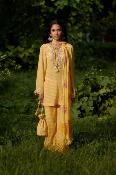 Nikasha Dilruba Yellow Kurta indian designer wear online shopping melange singapore 
