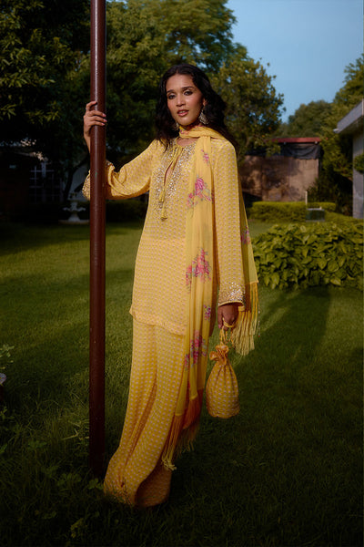 Nikasha Dilruba Yellow Kurta indian designer wear online shopping melange singapore 
