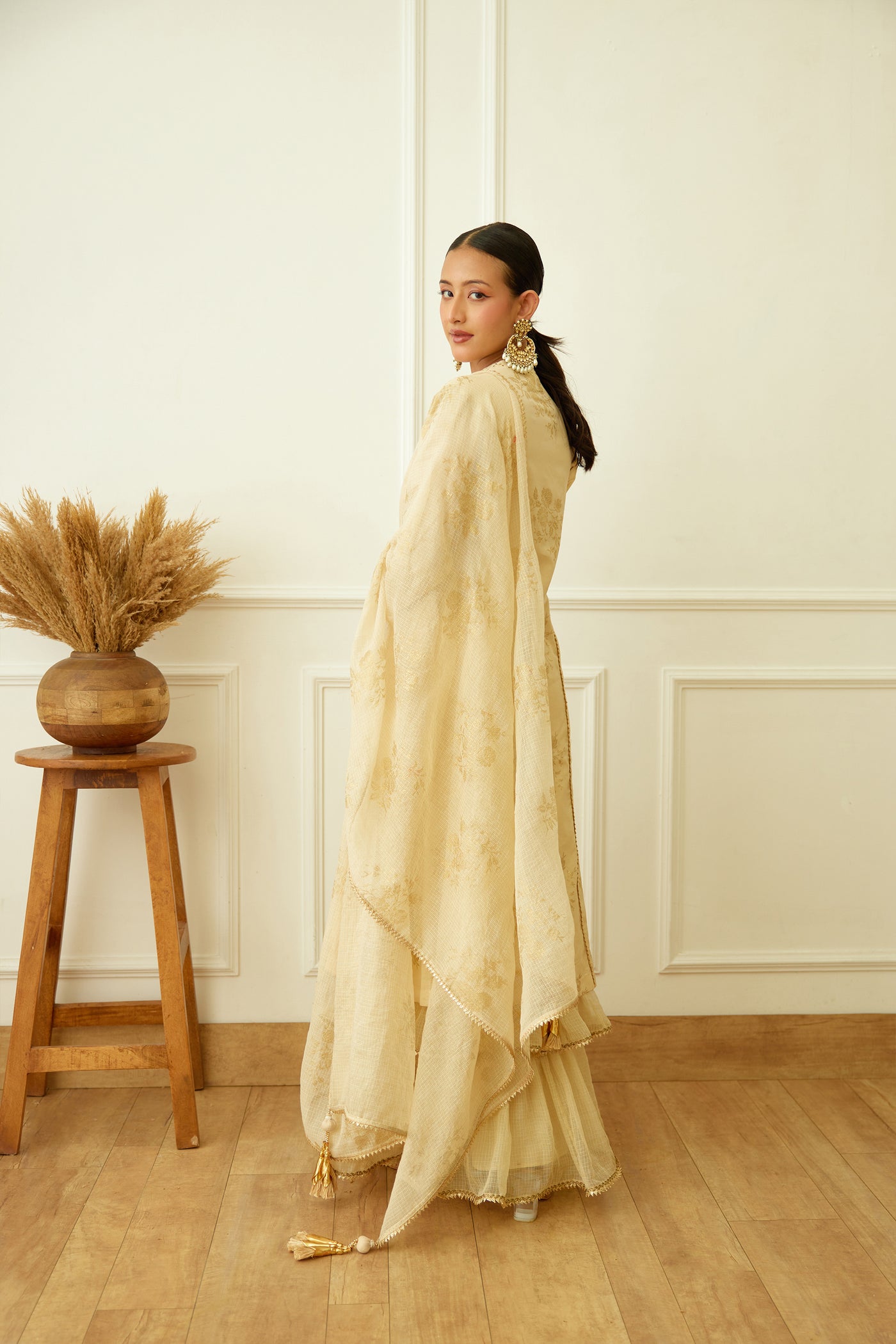 Nikasha Ghee Foil Embroidered Sharara Sett Indian designer wear online shopping melange singapore