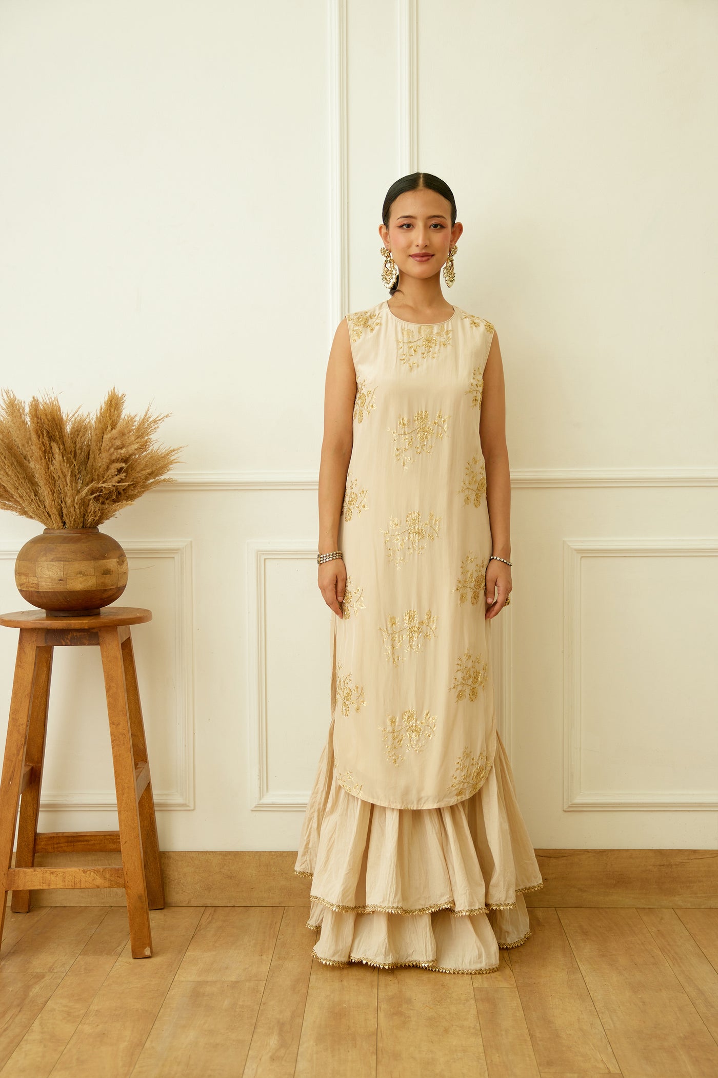 Nikasha Ghee Foil Embroidered Sharara Set Indian designer wear online shopping melange singapore