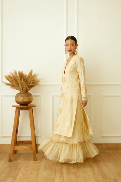 Nikasha Ghee Foil Embroidered Sharara Sett Indian designer wear online shopping melange singapore