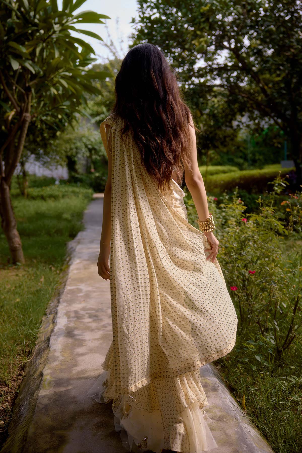 Nikasha Haseena Cream Saree indian designer wear online shopping melange singapore 