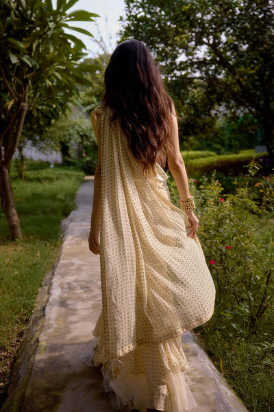 Nikasha Haseena Cream Saree indian designer wear online shopping melange singapore 