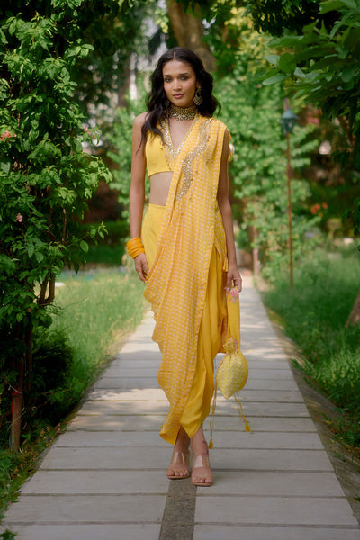 Nikasha Haseena Yellow Saree indian designer wear online shopping melange singapore 