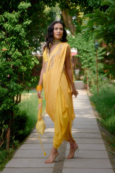 Nikasha Haseena Yellow Saree indian designer wear online shopping melange singapore 