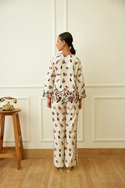Nikasha Ivory Kohinoor Buta Print Co-or Set Indian designer wear online shopping melange singapore