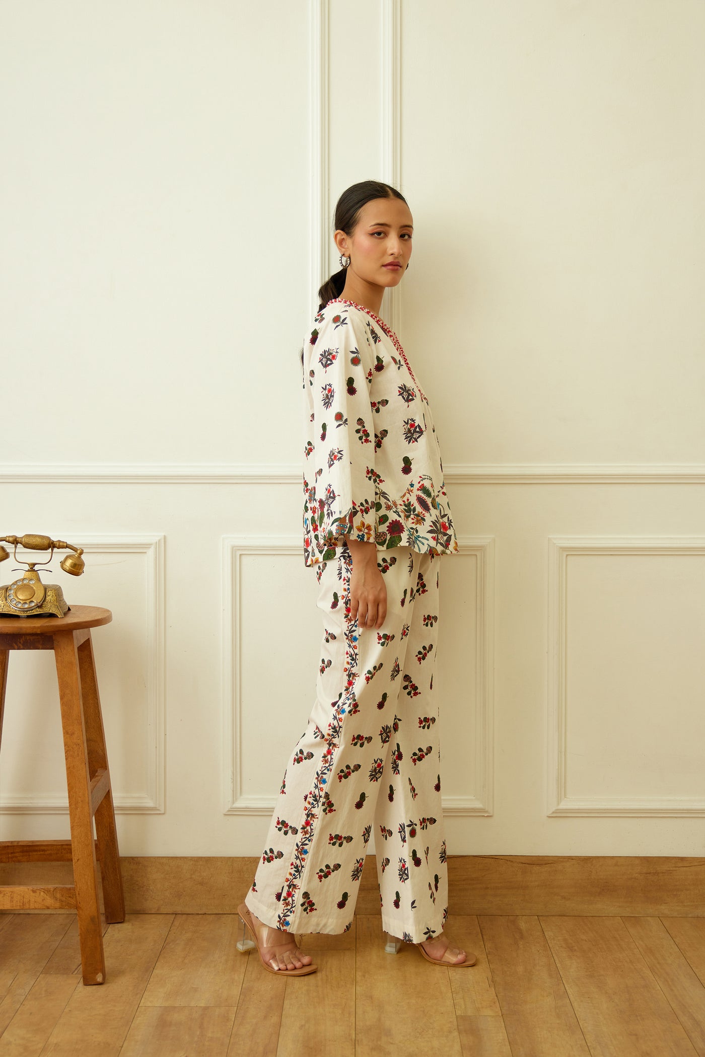 Nikasha Ivory Kohinoor Buta Print Co-or Set Indian designer wear online shopping melange singapore