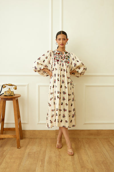 Nikasha Ivory Kohinoor Buta Print Dress Indian designer wear online shopping melange singapore