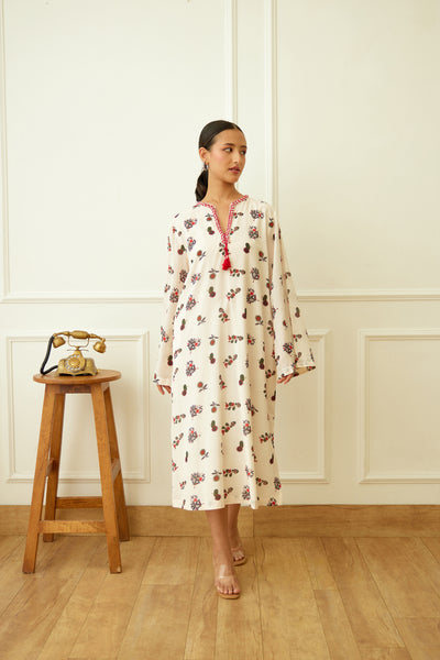 Nikasha Ivory Kohinoor Buta Print Kaftan Dress Indian designer wear online shopping melange singapore
