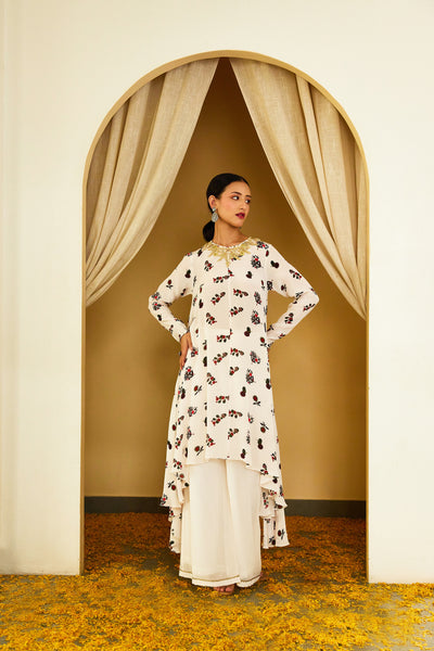 Nikasha Ivory Kohinoor Buta Print Palazzo Set Indian designer wear online shopping melange singapore