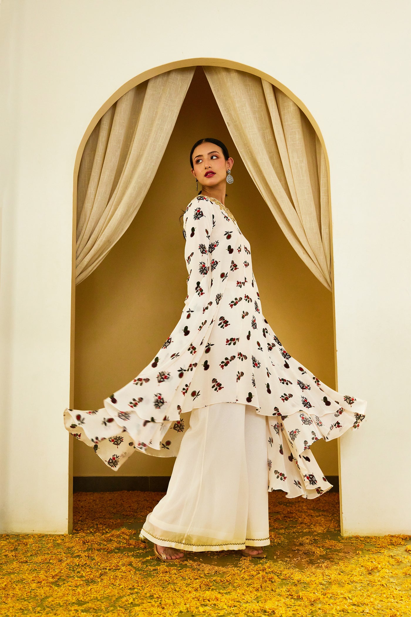 Nikasha Ivory Kohinoor Buta Print Palazzo Set Indian designer wear online shopping melange singapore