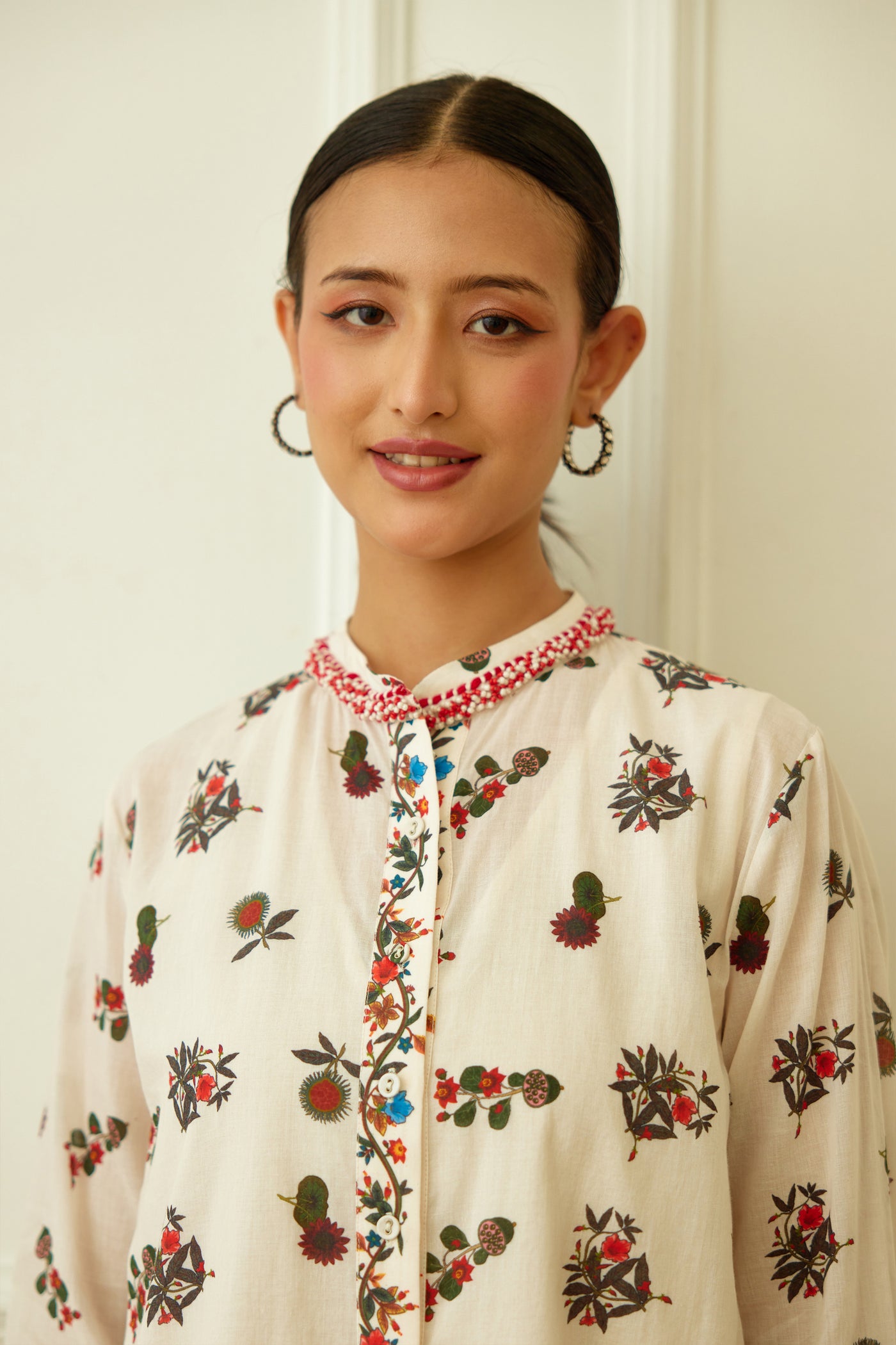 Nikasha Ivory Kohinoor Buta Print Shirt Dress Indian designer wear online shopping melange singapore