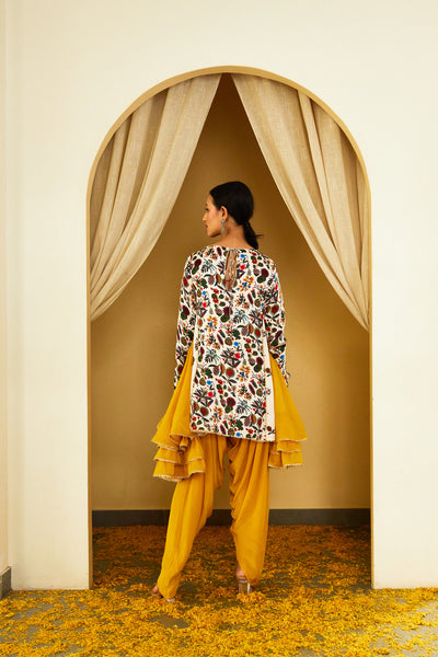 Nikasha Ivory Kohinoor Print Dhoti Set Indian designer wear online shopping melange singapore