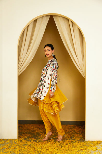Nikasha Ivory Kohinoor Print Dhoti Set Indian designer wear online shopping melange singapore