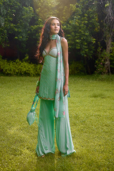 Nikasha Janeman Aqua Short Kurta indian designer wear online shopping melange singapore 
