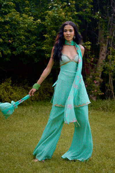 Nikasha Janeman Aqua Short Kurta indian designer wear online shopping melange singapore 
