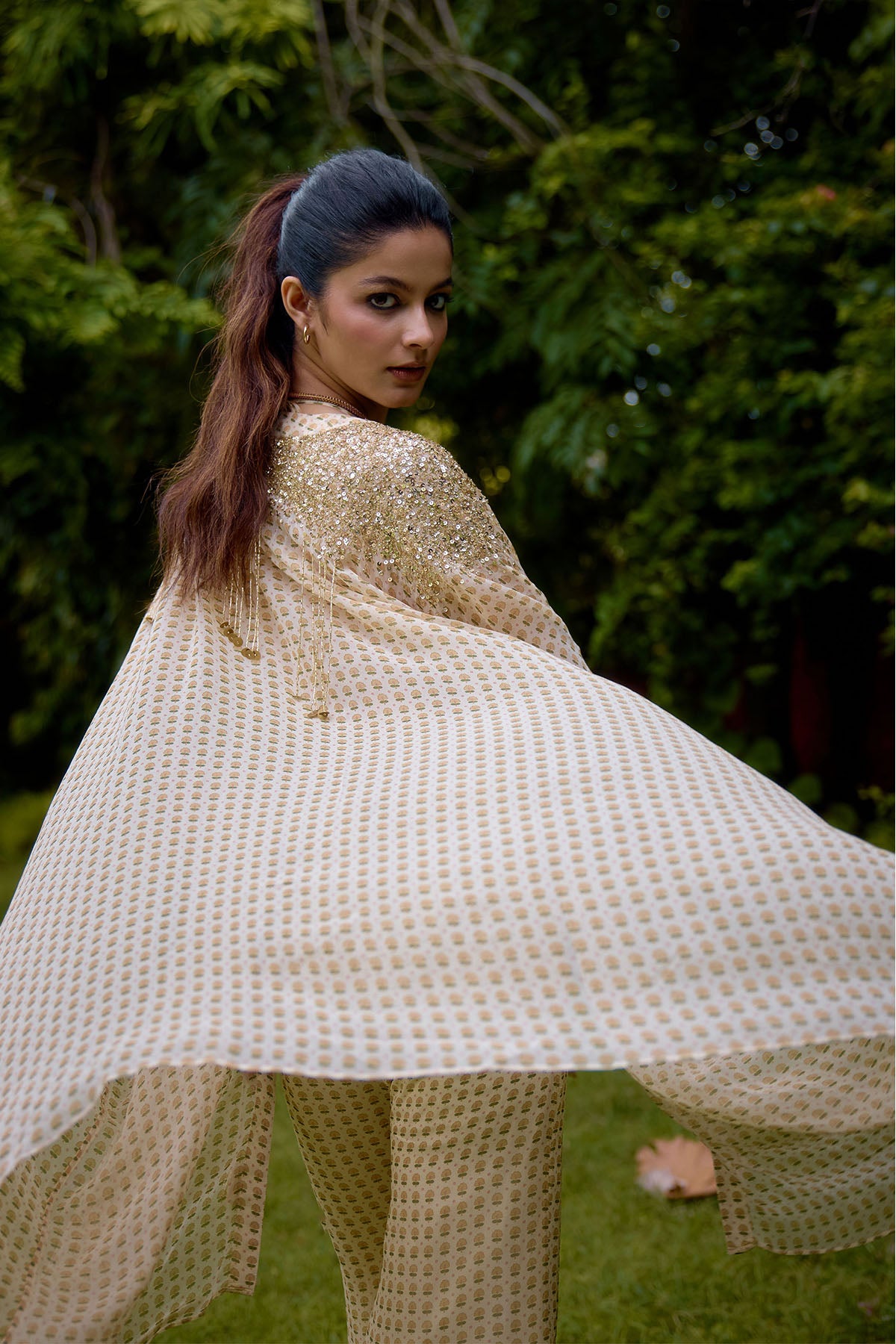 Nikasha Janeman Cream Co-ord Set indian designer wear online shopping melange singapore 