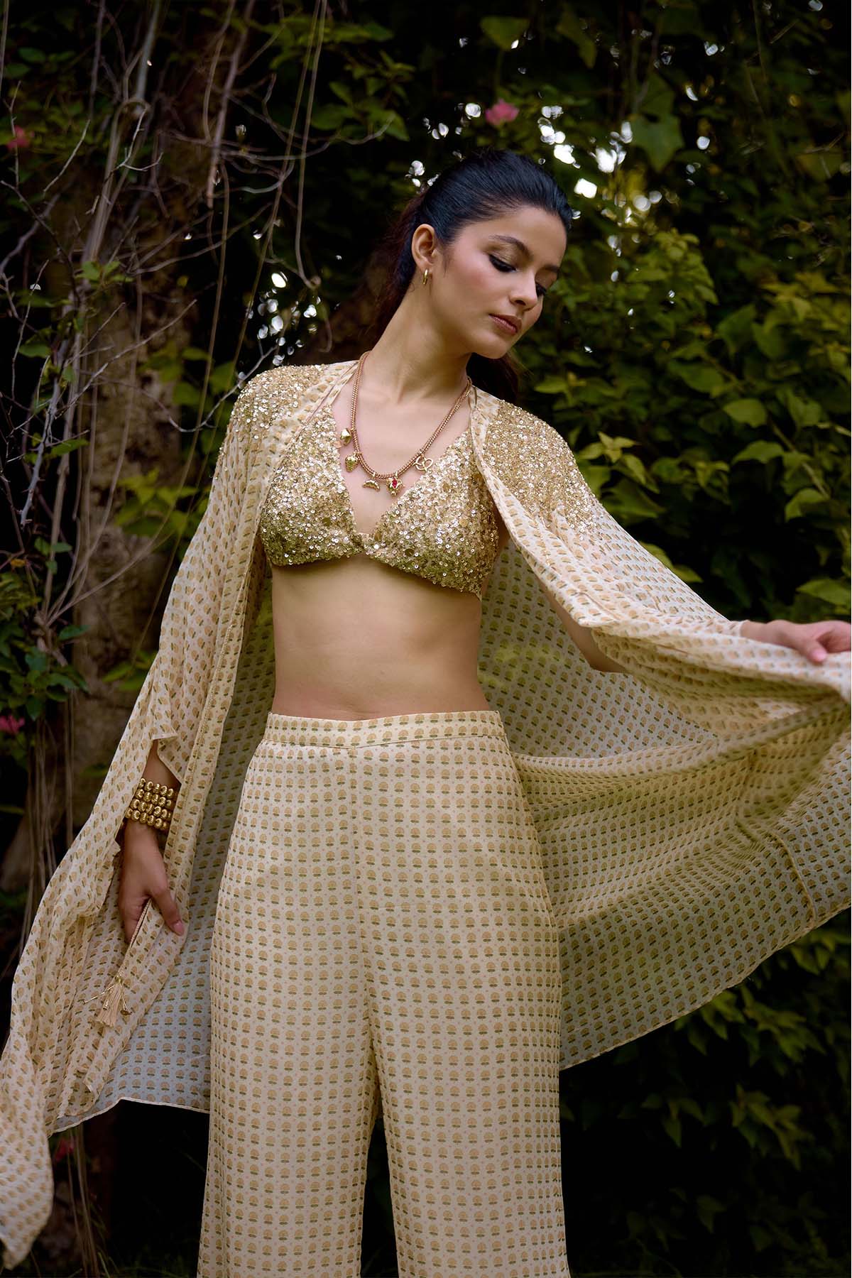 Nikasha Janeman Cream Co-ord Set indian designer wear online shopping melange singapore 