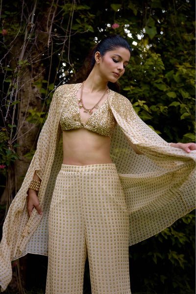 Nikasha Janeman Cream Co-ord Set indian designer wear online shopping melange singapore 